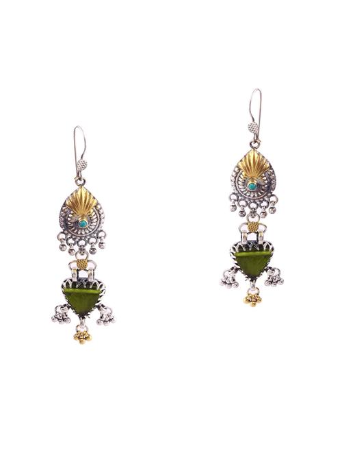 gold plated silver, antique ghungroo drop earrings - 18182595 - Very Small Image - 1