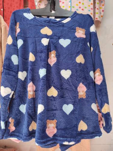 ladies woolen night wear set blue - 18182705 - Very Small Image - 1