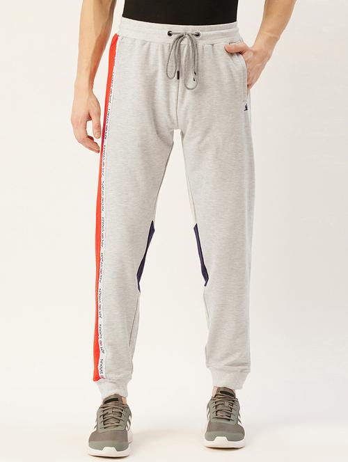 grey solid color-blocked joggers track pant - 18182742 - Very Small Image - 1