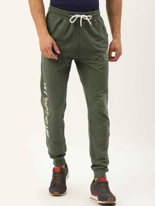 olive-green printed joggers track pant - 18182753 - Very Small Image - 1