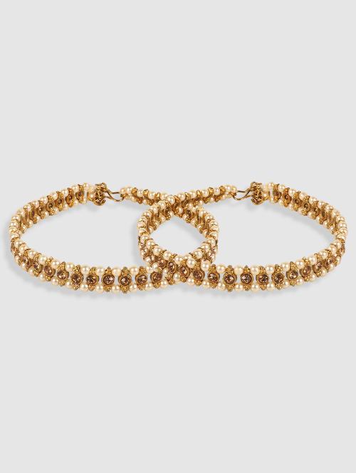 gold metal anklets and payal - 18182804 - Very Small Image - 1