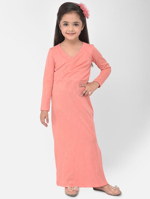 peach solid party gown - 18183002 - Very Small Image - 1