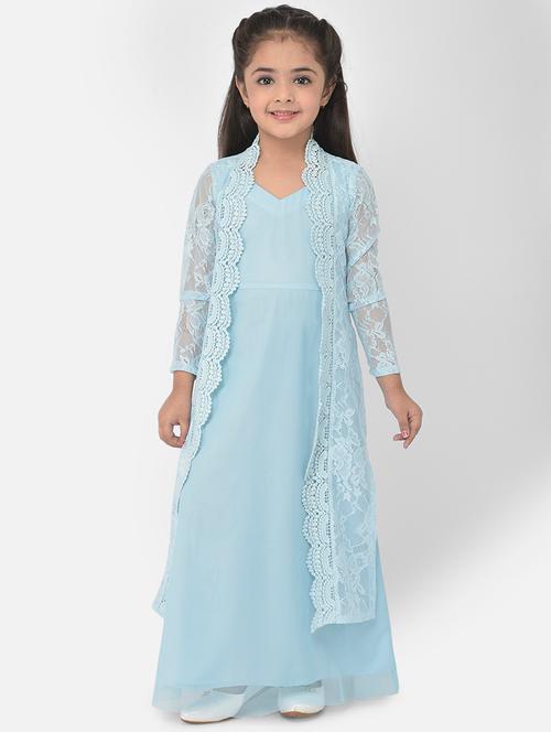 light blue embroidered party gown - 18183005 - Very Small Image - 1