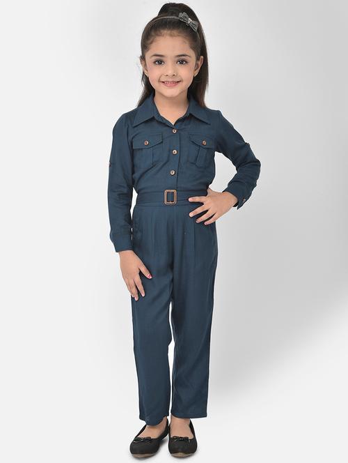 navy blue rayon full length jumpsuit - 18183027 - Very Small Image - 1