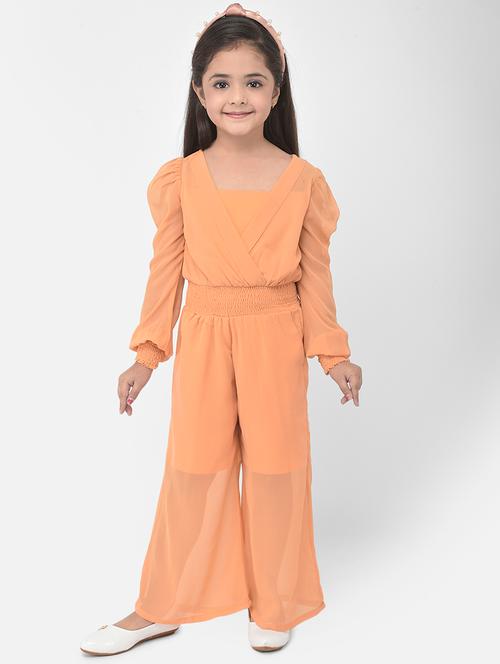 orange rayon full length jumpsuit - 18183028 - Very Small Image - 1