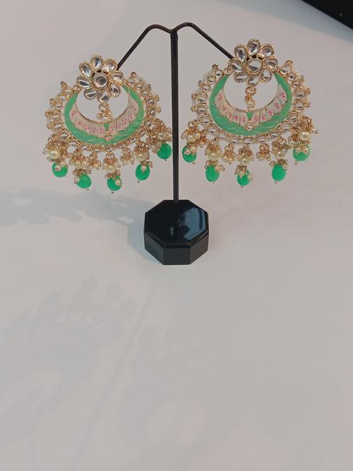 kundan earrings with minakari - 18183123 - Very Small Image - 1