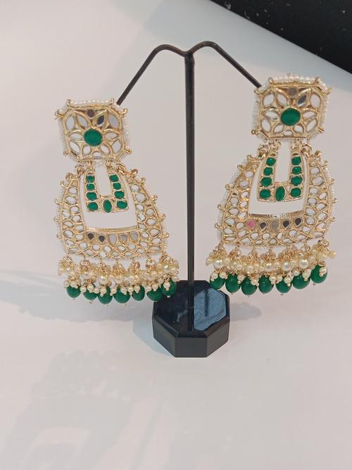 ladies earrings with mirror works - 18183174 - Very Small Image - 1