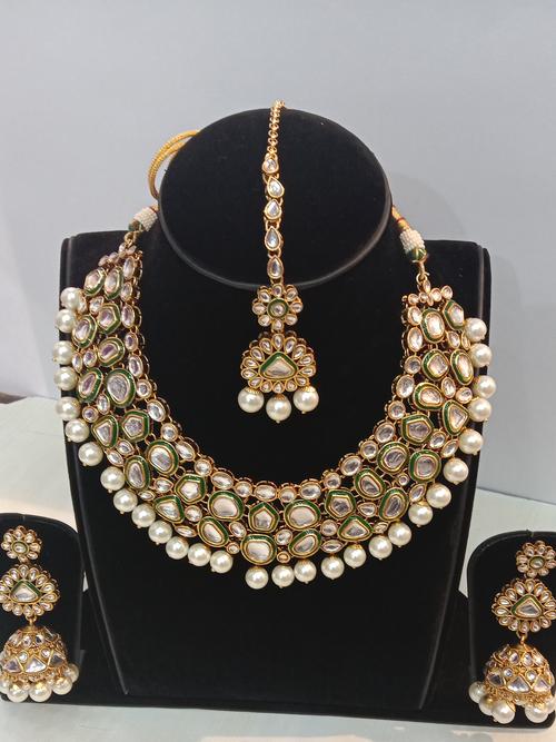 ladies party wear necklace with uncut - 18183210 - Very Small Image - 1