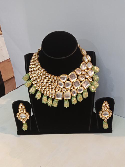 ladies party wear necklace with kundan - 18183223 - Very Small Image - 1