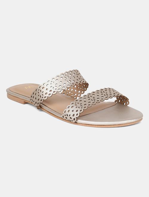 metallic pu slip on sandals - 18183970 - Very Small Image - 1
