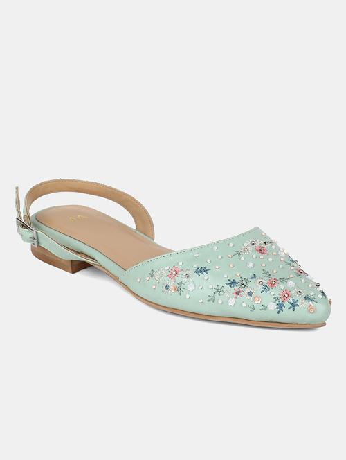 green pu back strap sandals - 18183976 - Very Small Image - 1
