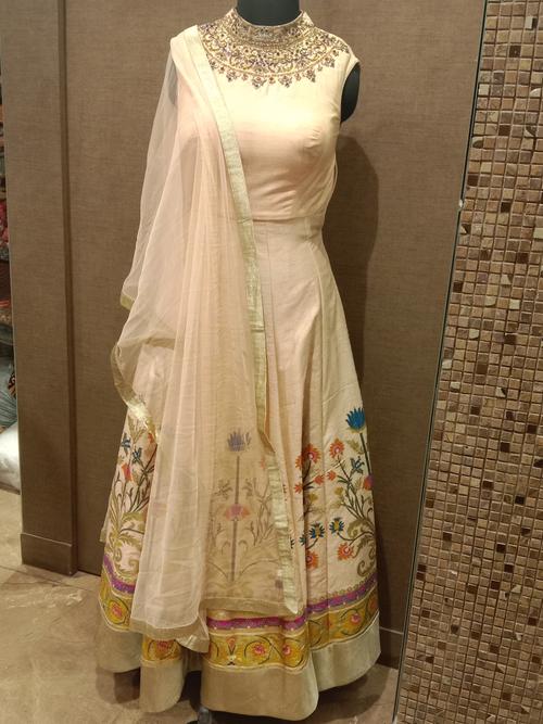 ladies gowns with dupatta fabric silk - 18184088 - Very Small Image - 1