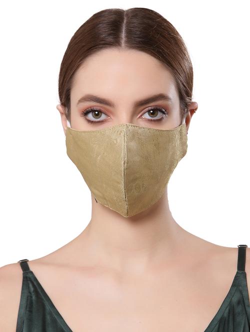 green silk printed women mask - 18184554 - Very Small Image - 1