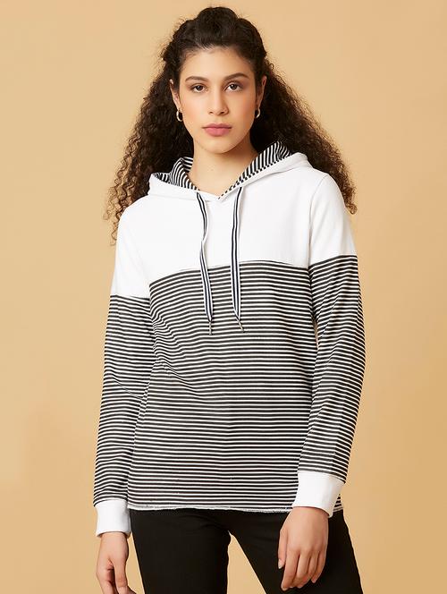 hooded neck striped sweatshirt - 18184597 - Very Small Image - 1