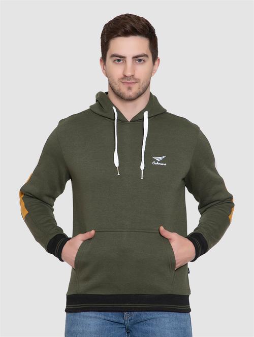 olive-green color-blocked hooded sweatshirt - 18184691 - Very Small Image - 1