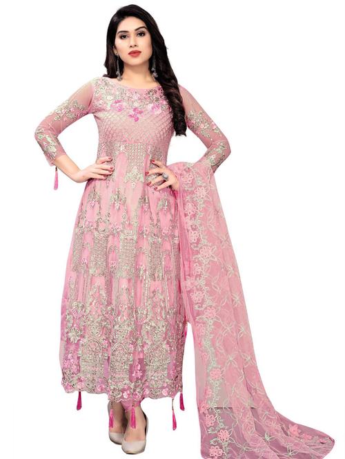 embroidered semi-stitched suit set - 18184912 - Very Small Image - 1