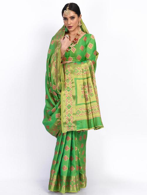 jacquard work woven saree with blouse - 18185033 - Very Small Image - 1