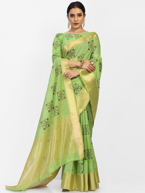 jacquard work woven saree with blouse - 18185038 - Very Small Image - 1