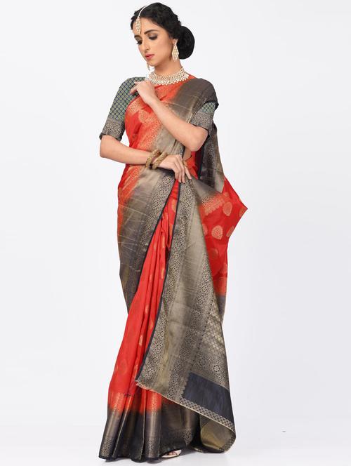 jacquard work woven saree with blouse - 18185044 - Very Small Image - 1