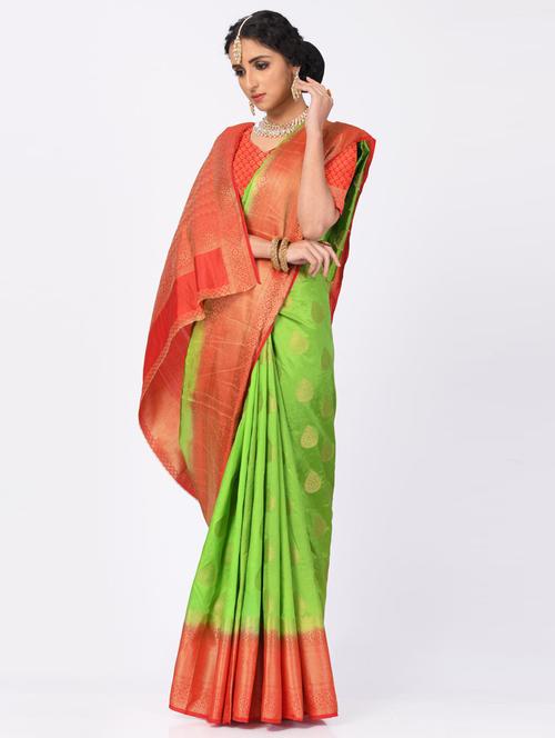 jacquard work woven saree with blouse - 18185046 - Very Small Image - 1