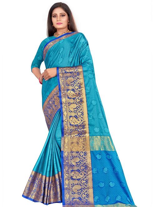 jacquard work woven saree with blouse - 18185053 - Very Small Image - 1