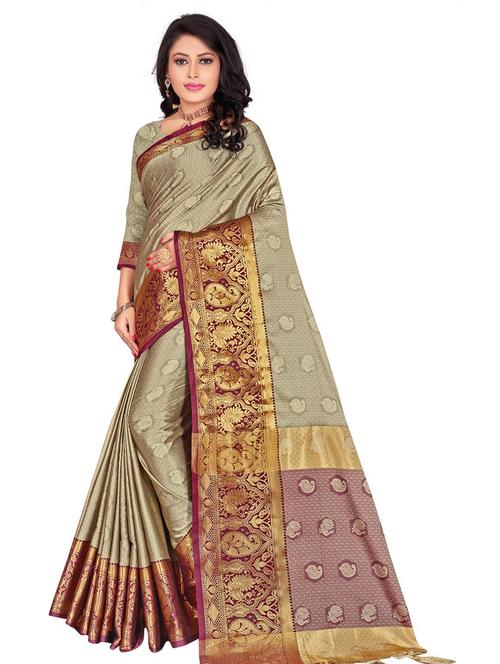 jacquard work woven saree with blouse - 18185054 - Very Small Image - 1