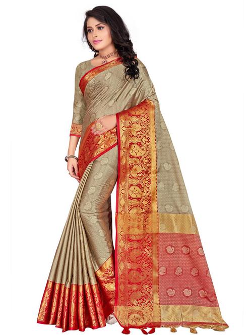 jacquard work woven saree with blouse - 18185055 - Very Small Image - 1