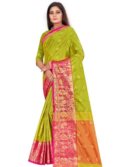 jacquard work woven saree with blouse - 18185057 - Very Small Image - 1
