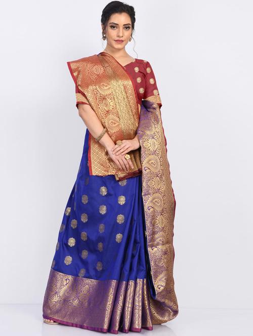 jacquard work woven saree with blouse - 18185063 - Very Small Image - 1