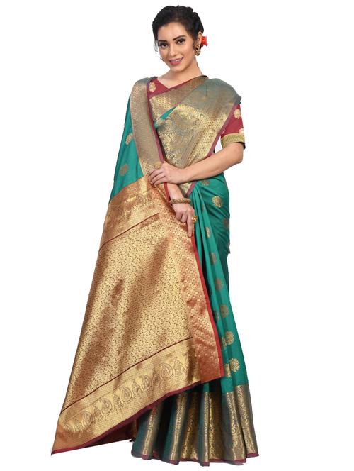 jacquard work woven saree with blouse - 18185064 - Very Small Image - 1
