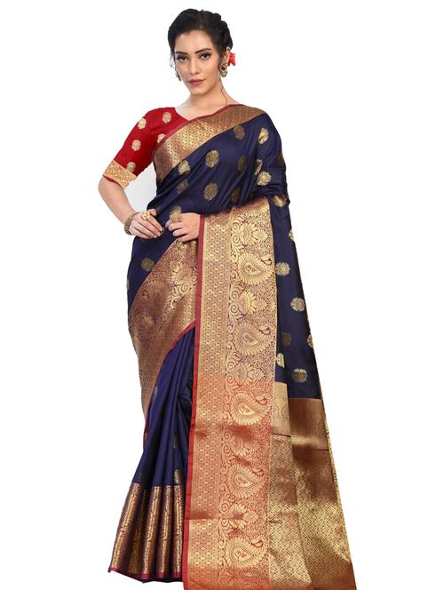 jacquard work woven saree with blouse - 18185065 - Very Small Image - 1