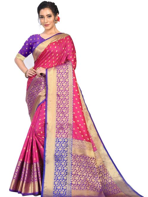 jacquard work woven saree with blouse - 18185070 - Very Small Image - 1