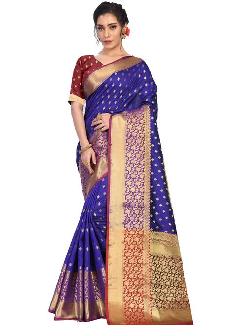 jacquard work woven saree with blouse - 18185071 - Very Small Image - 1