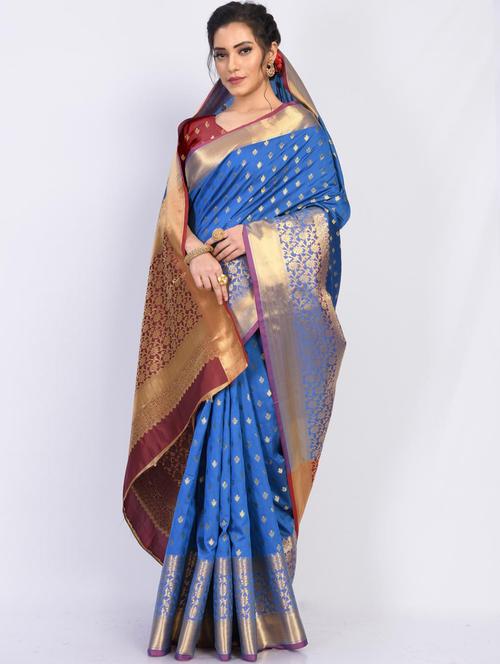 jacquard work woven saree with blouse - 18185076 - Very Small Image - 1