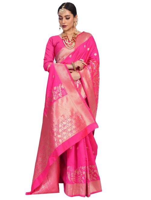 jacquard work woven saree with blouse - 18185090 - Very Small Image - 1