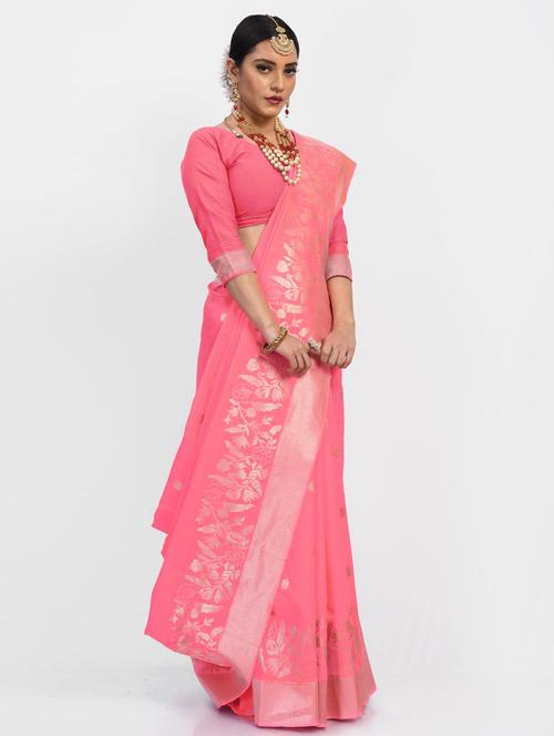 jacquard work woven saree with blouse - 18185091 - Very Small Image - 1