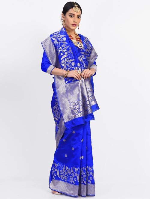 jacquard work woven saree with blouse - 18185092 - Very Small Image - 1