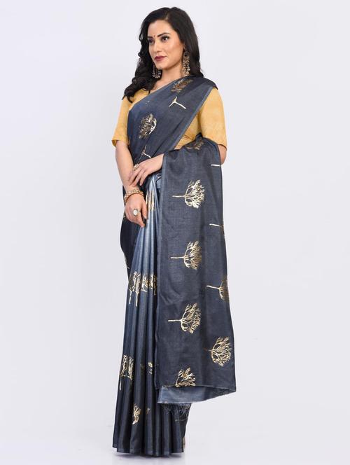 foil printed saree with blouse - 18185094 - Very Small Image - 1