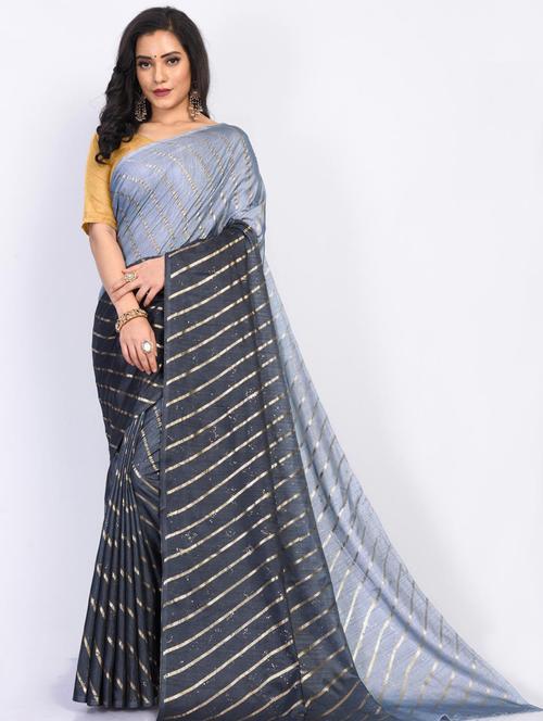 foil printed saree with blouse - 18185095 - Very Small Image - 1