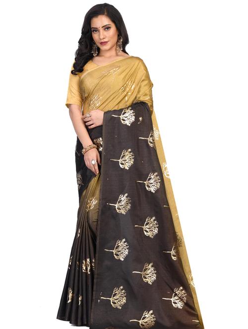 foil printed saree with blouse - 18185107 - Very Small Image - 1