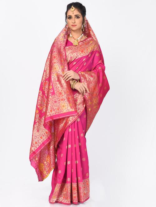 jacquard work woven saree with blouse - 18185131 - Very Small Image - 1