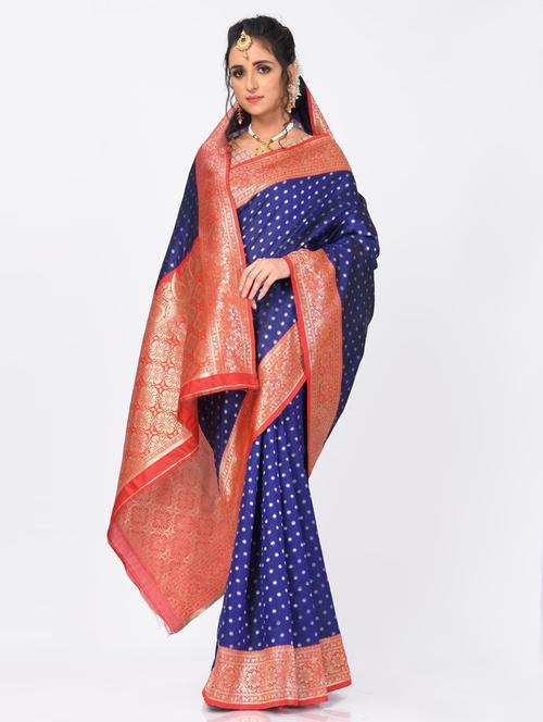 jacquard work woven saree with blouse - 18185135 - Very Small Image - 1