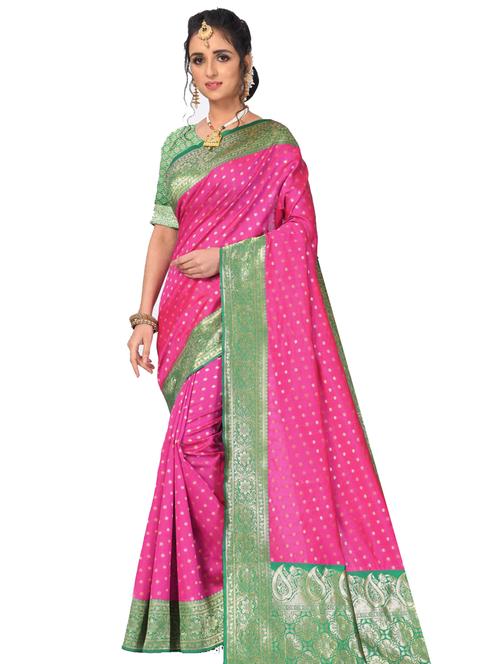 jacquard work woven saree with blouse - 18185136 - Very Small Image - 1