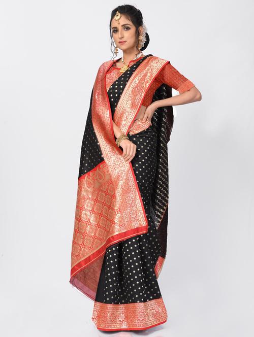 jacquard work woven saree with blouse - 18185139 - Very Small Image - 1