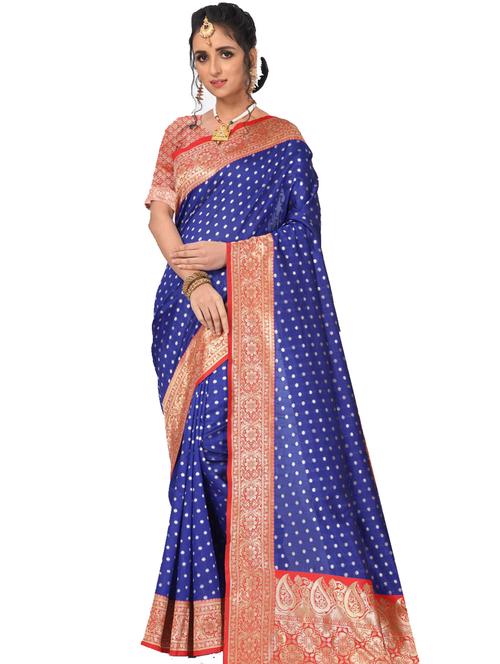 jacquard work woven saree with blouse - 18185140 - Very Small Image - 1
