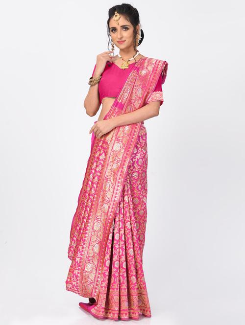 jacquard work woven saree with blouse - 18185143 - Very Small Image - 1