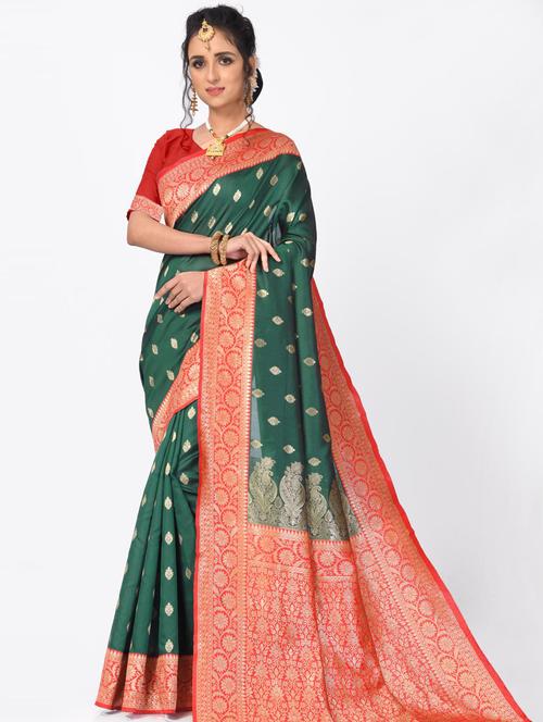 jacquard work woven saree with blouse - 18185145 - Very Small Image - 1