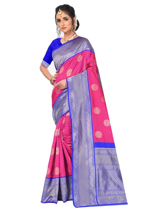 jacquard work woven saree with blouse - 18185146 - Very Small Image - 1