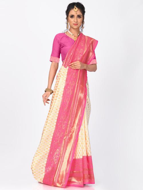 jacquard work woven saree with blouse - 18185149 - Very Small Image - 1