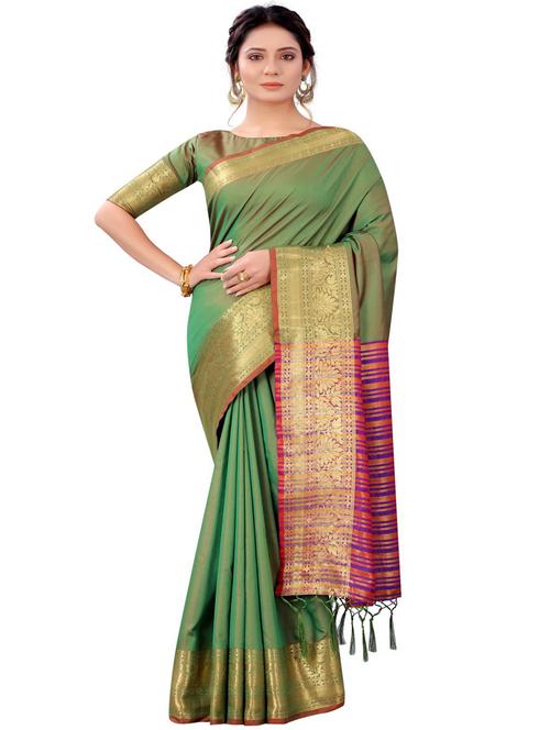 jacquard work woven saree with blouse - 18185165 - Very Small Image - 1